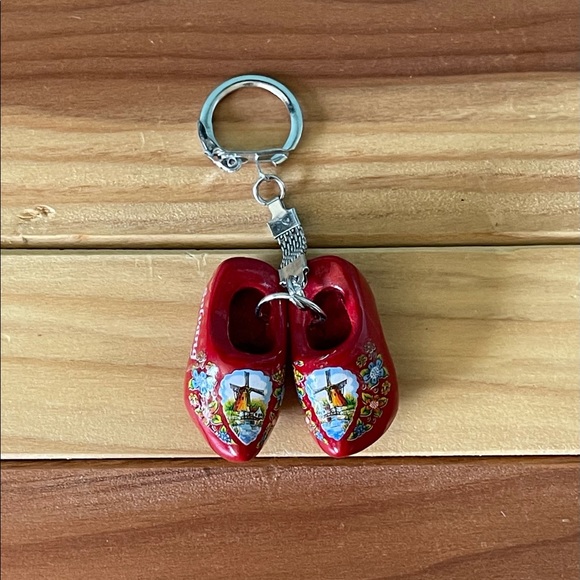 Wooden clogs keychain